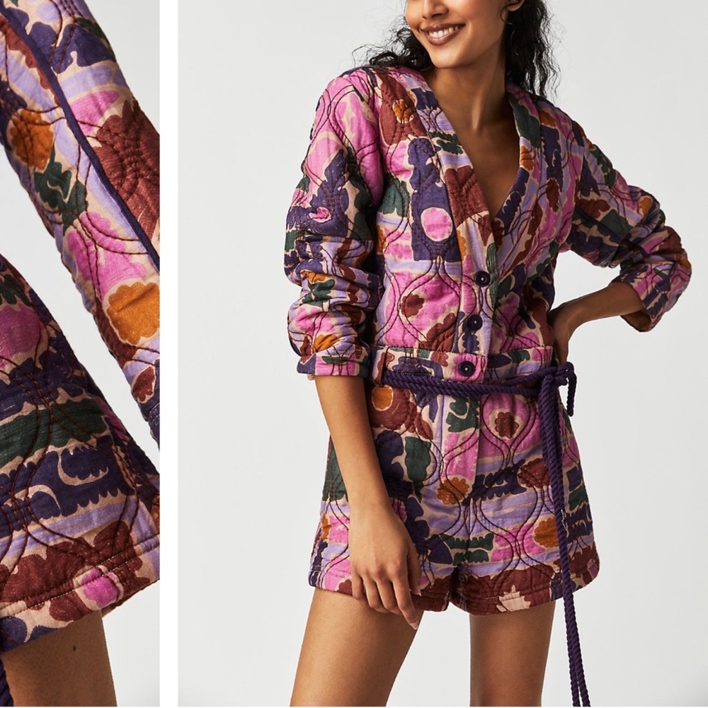 Free People Multicolor Quilted Jumpsuit
